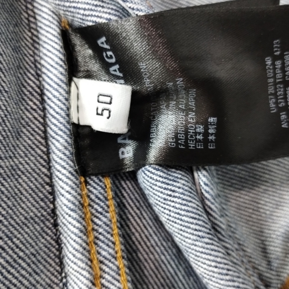 BALENCIAGA Back Logo Blue Denim Thrashed Jacket Mens size L Old Money Luxurycore - Picture 13 of 14